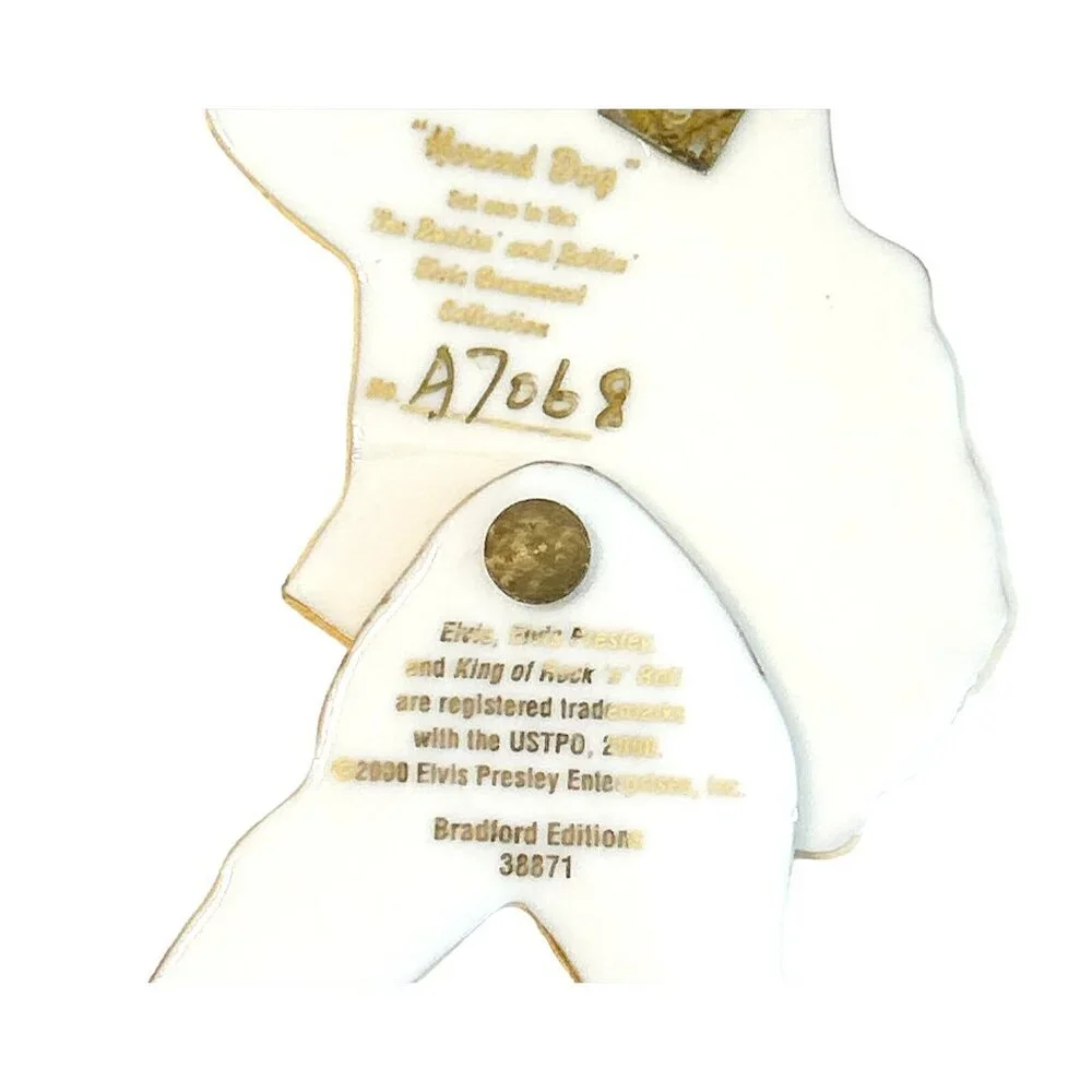 Set of 2 Bradford Rockin n Rollin Elvis Presley Ornament  A07068  2001 COA 38871